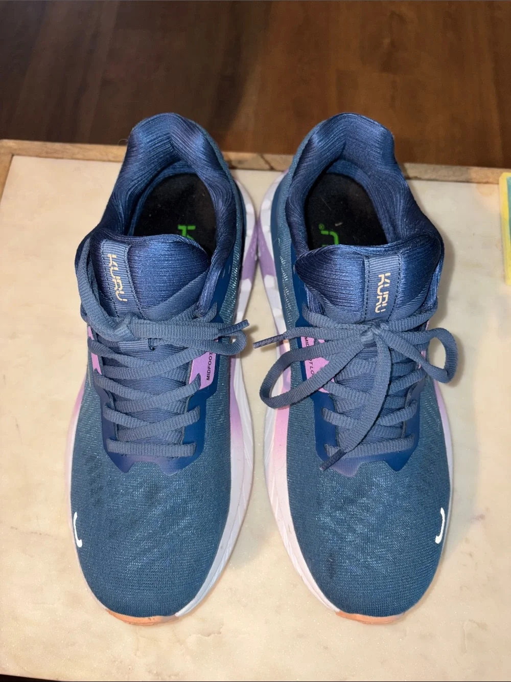KURU Teal Navy Blue Sneakers with Lavender and Peach Accents